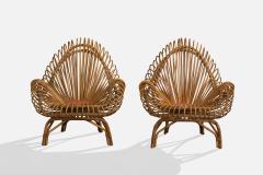 Dal Vera Lounge Chairs with Bamboo Rattan and Fabric Italy 1960s - 4765417