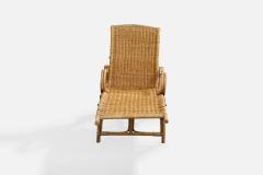 Danish Designer Chaise Longue with Bamboo Rattan and Metal Denmark 1930s - 4778317