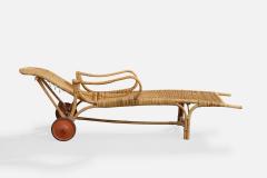 Danish Designer Chaise Longue with Bamboo Rattan and Metal Denmark 1930s - 4778319