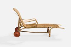 Danish Designer Chaise Longue with Bamboo Rattan and Metal Denmark 1930s - 4778320