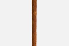 Danish Designer Floor Lamp with Brass Leather and Fabric Denmark 1940s - 4775688
