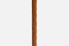 Danish Designer Floor Lamp with Brass Leather and Fabric Denmark 1940s - 4775689