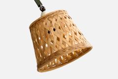 Danish Designer Floor Lamp with Iron and Rattan Denmark 1940s - 4775971