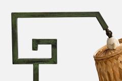 Danish Designer Floor Lamp with Iron and Rattan Denmark 1940s - 4775973