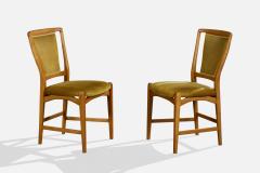 David Rosen Dining Room Chairs with Wood and Velvet Sweden 1960s - 4765481