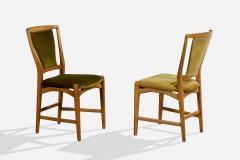 David Rosen Dining Room Chairs with Wood and Velvet Sweden 1960s - 4765483