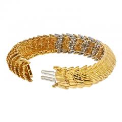 David Webb DAVID WEBB PLATINUM 18K YELLOW GOLD SCALLOPED DIAMOND BRACELET - 2936106
