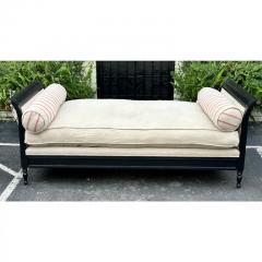 Directories Style Black Lacquer Linen Down Chaise Lounge Daybed - 2997105