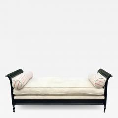 Directories Style Black Lacquer Linen Down Chaise Lounge Daybed - 3000491