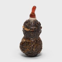 Double Gourd Root Amber Snuff Bottle - 4165521