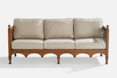 Drexel Sofa with Oak and Fabric USA 1950s - 4765516