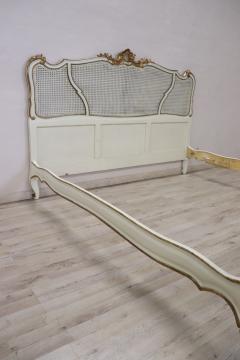 Early 20th Century Baroque Style Lacquered Wood Double Bed with Vienna Straw - 2918565