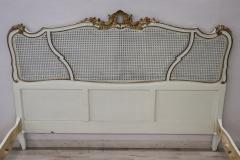 Early 20th Century Baroque Style Lacquered Wood Double Bed with Vienna Straw - 2918567