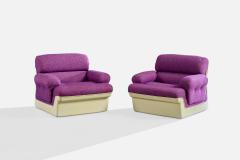 Emilio Guarnacci Attribution Lounge Chairs with Fabric and Plastic Italy 1970s - 4765703