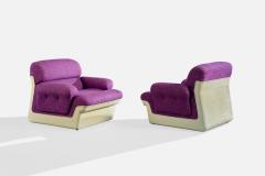 Emilio Guarnacci Attribution Lounge Chairs with Fabric and Plastic Italy 1970s - 4765704