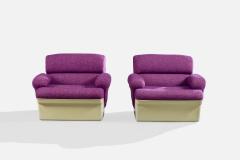 Emilio Guarnacci Attribution Lounge Chairs with Fabric and Plastic Italy 1970s - 4765705
