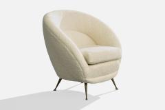 Federico Munari Lounge Chairs with Fabric and Brass Italy 1950s - 4765904