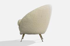 Federico Munari Lounge Chairs with Fabric and Brass Italy 1950s - 4765906