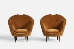 Federico Munari Lounge Chairs with Walnut Fabric Italy 1950s - 4765888