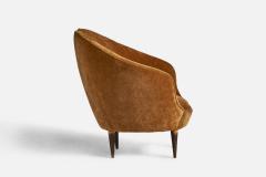 Federico Munari Lounge Chairs with Walnut Fabric Italy 1950s - 4765889