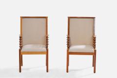 Finnish Designer Armchairs with Walnut Fabric Finland 1950s - 4773388