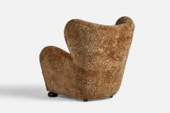 Flemming Lassen Attribution Lounge Chair with Shearling and Wood Denmark 1940s - 4773084