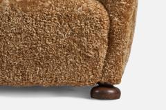 Flemming Lassen Attribution Lounge Chair with Shearling and Wood Denmark 1940s - 4773085