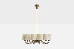 Fog Morup Chandelier with Brass and Fabric Denmark 1950s - 4766039