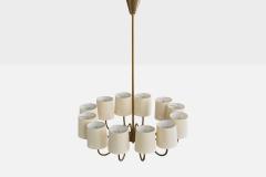 Fog Morup Chandelier with Brass and Fabric Denmark 1950s - 4766040