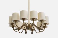 Fog Morup Chandelier with Brass and Fabric Denmark 1950s - 4766041