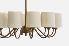Fog Morup Chandelier with Brass and Fabric Denmark 1950s - 4766042