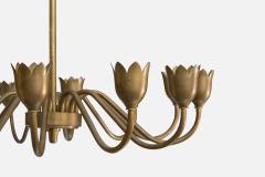 Fog Morup Chandelier with Brass and Fabric Denmark 1950s - 4766043