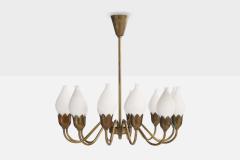 Fog Morup Chandelier with Brass and Glass Denmark 1950s - 4766011