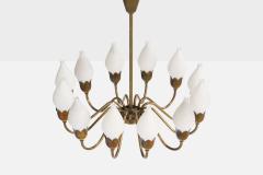 Fog Morup Chandelier with Brass and Glass Denmark 1950s - 4766013