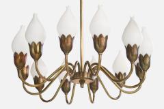 Fog Morup Chandelier with Brass and Glass Denmark 1950s - 4766014