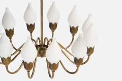 Fog Morup Chandelier with Brass and Glass Denmark 1950s - 4766015