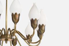 Fog Morup Chandelier with Brass and Glass Denmark 1950s - 4766017