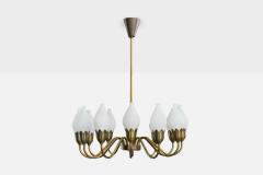 Fog Morup Chandelier with Brass and Glass Denmark 1950s - 4766019