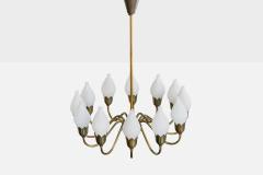 Fog Morup Chandelier with Brass and Glass Denmark 1950s - 4766021