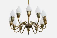 Fog Morup Chandelier with Brass and Glass Denmark 1950s - 4766022