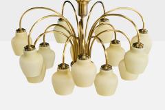 Fog Morup Chandelier with Brass and Glass Denmark 1950s - 4766028