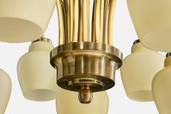Fog Morup Chandelier with Brass and Glass Denmark 1950s - 4766031