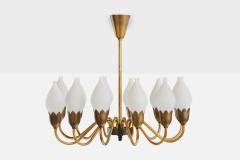 Fog Morup Chandelier with Brass and Glass Denmark 1950s - 4766033