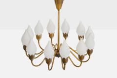 Fog Morup Chandelier with Brass and Glass Denmark 1950s - 4766034