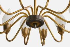 Fog Morup Chandelier with Brass and Glass Denmark 1950s - 4766036