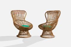 Franco Albini Lounge Chairs with Bamboo Rattan and Fabric Italy 1960s - 4766164