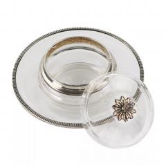 French Crystal And Silver Butter Dish On A Stand Neoclassicism - 4781766