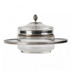 French Crystal And Silver Butter Dish On A Stand Neoclassicism - 4781767