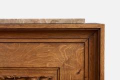 French Designer Cabinet with Oak and Marble France 1940s - 4777744