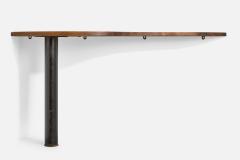 French Designer Console Table with Oak and Cast Iron France 1950s - 4775789